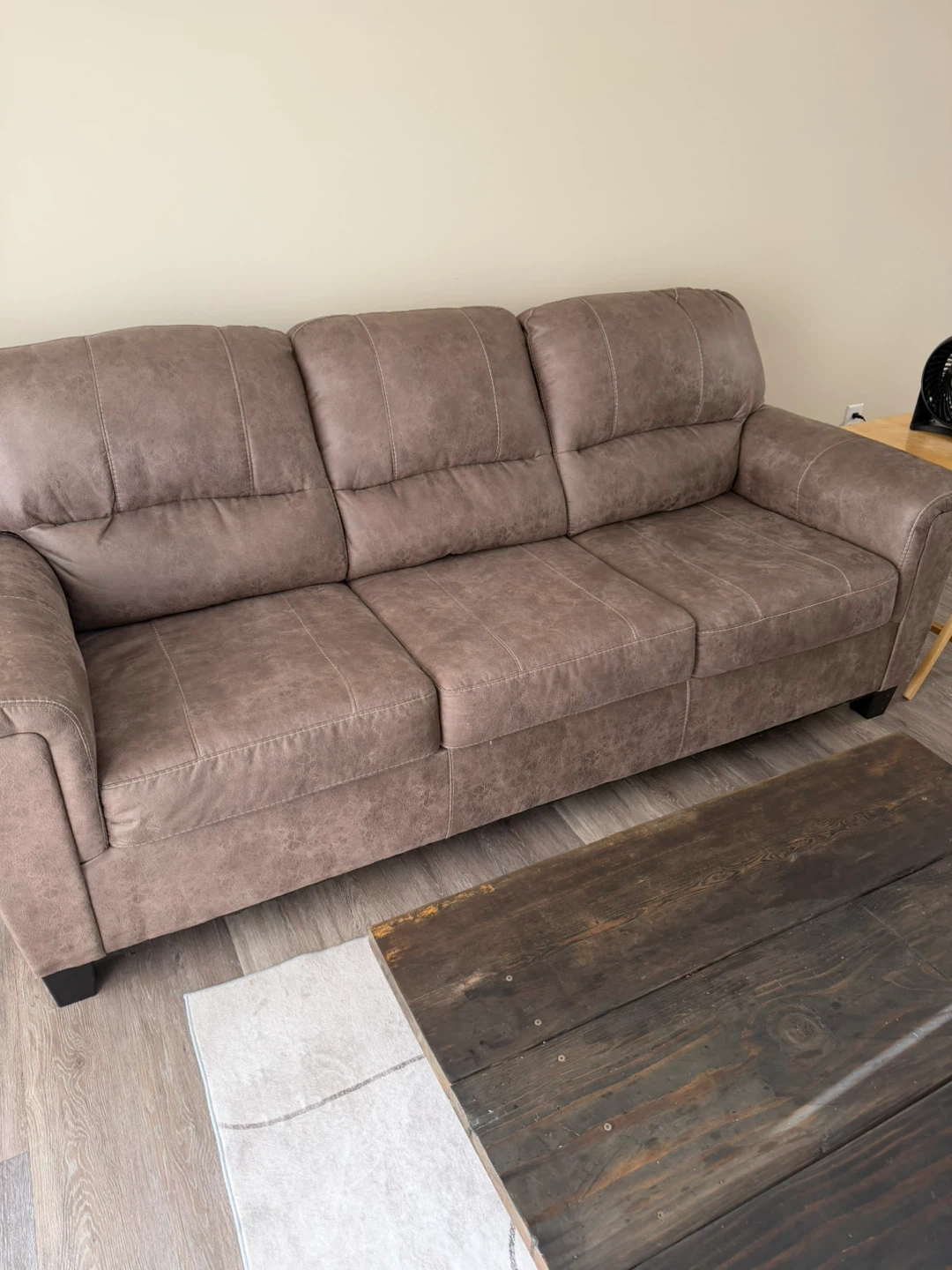 Brown Faux Leather Sofa - photo 3