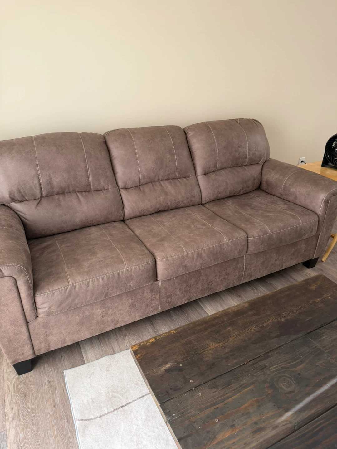 Brown Faux Leather Sofa - photo 4