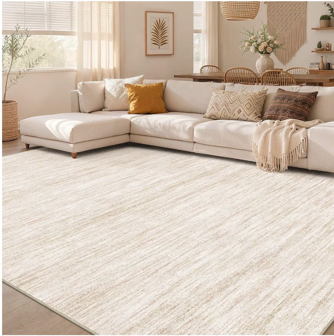 8x10 Cream Striped Area Rug