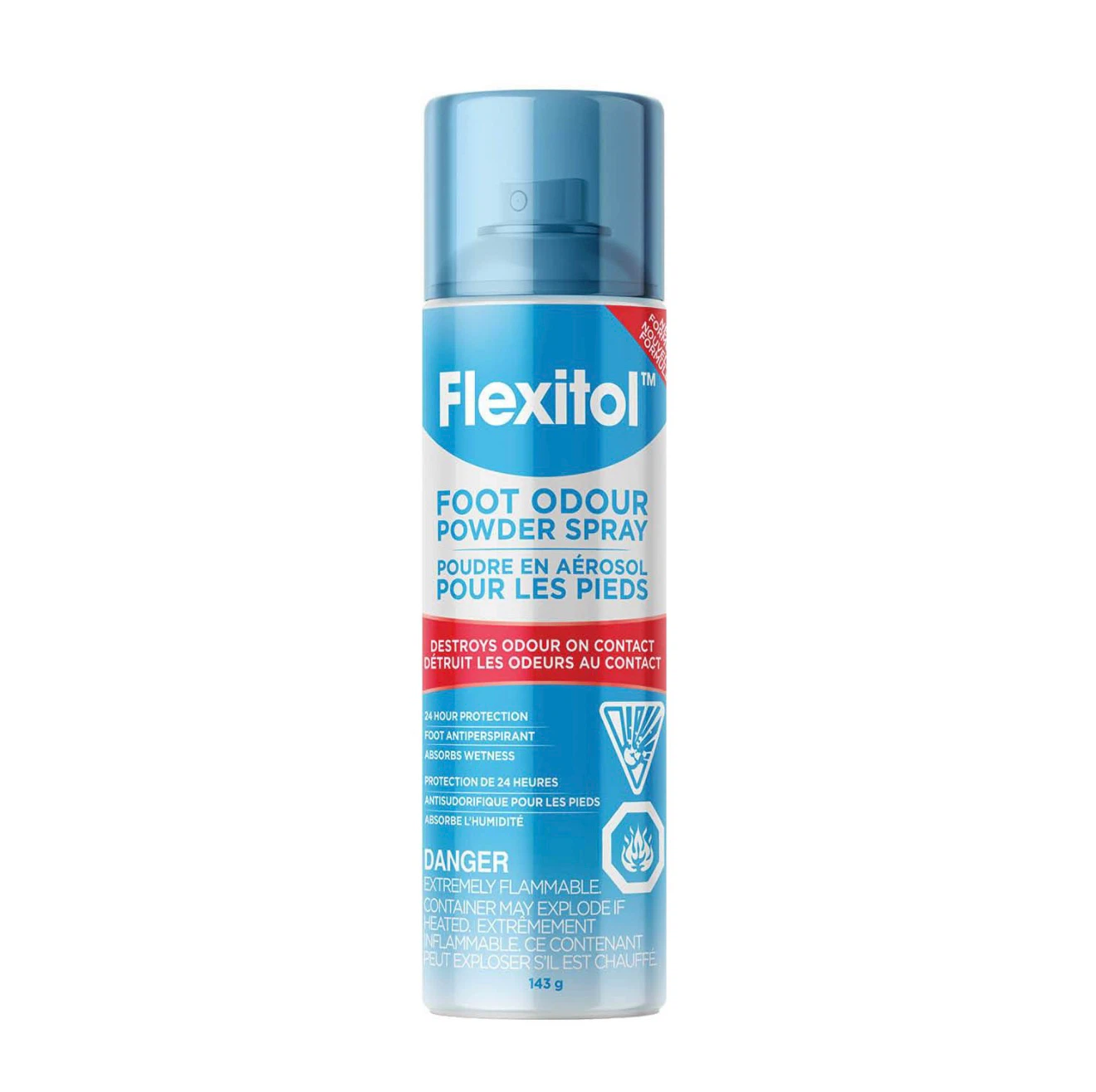 Flexitol Foot Odour Powder Spray 143g - Pack of 6