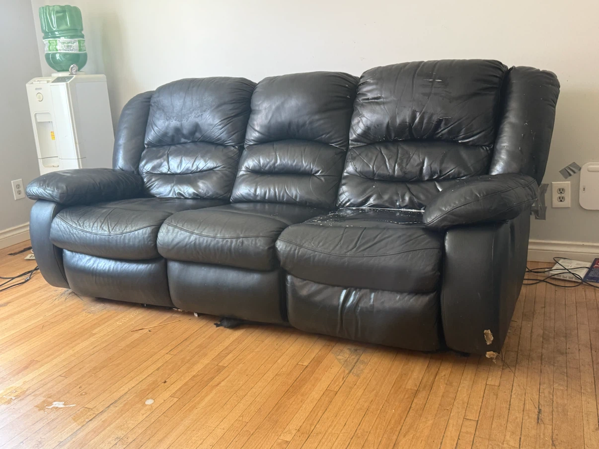 Black Leather Reclining Sofa