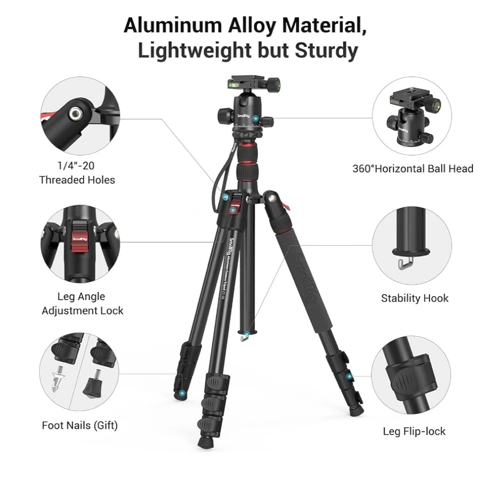 SmallRig 71"/ 180cm Aluminum Camera Ball Head Tripod & Monopod - photo 4