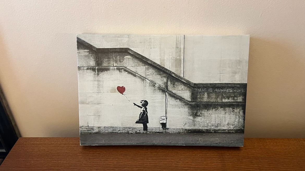 Banksy Girl w Balloon “There Is Always Hope” 18”x12” Canvas