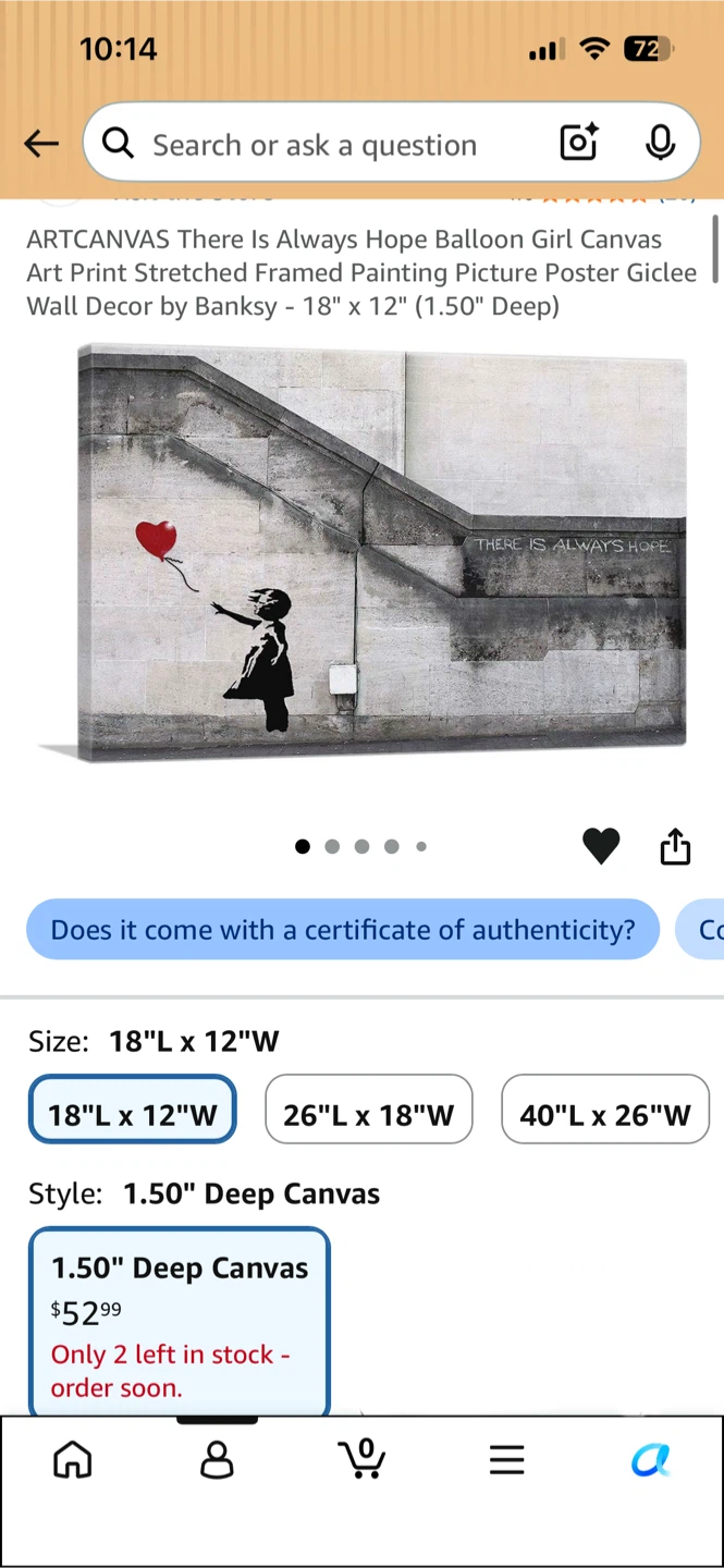 Banksy Girl w Balloon “There Is Always Hope” 18”x12” Canvas - photo 2