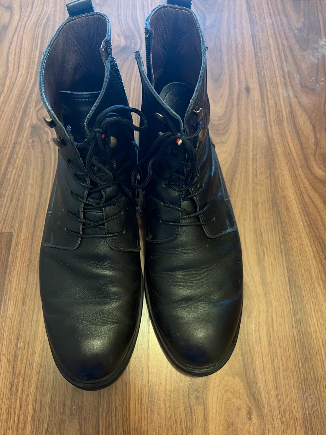 Black Leather Lace-up Boots