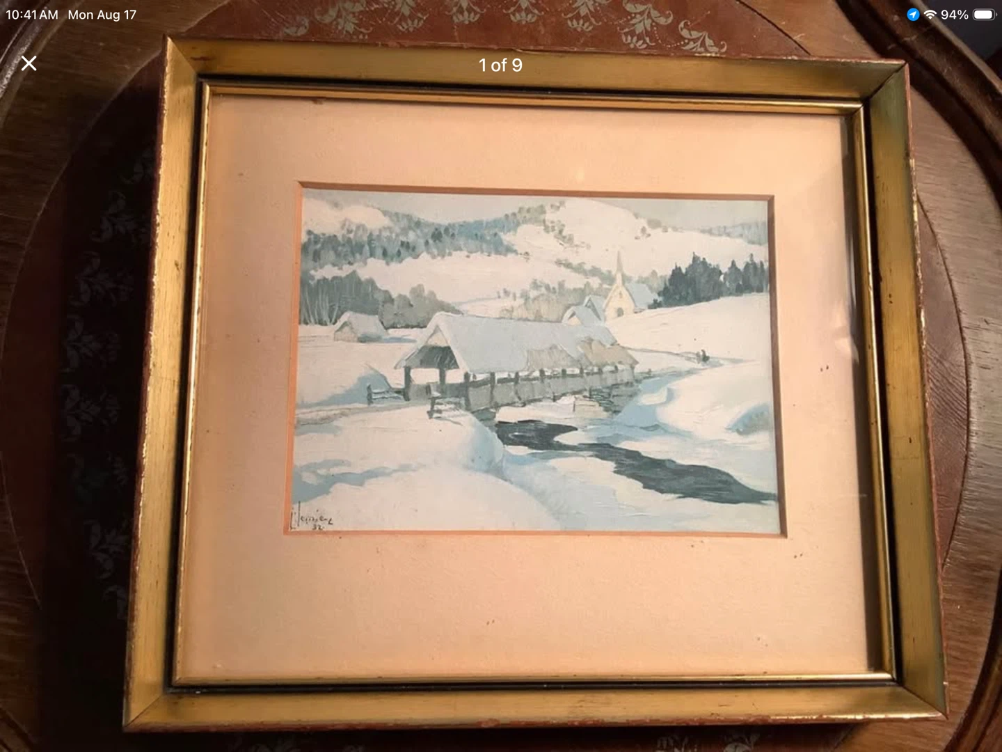 #1 Vt Quebec Winterscape Lithograph by Cdn Artist F. Lemieux 🐞