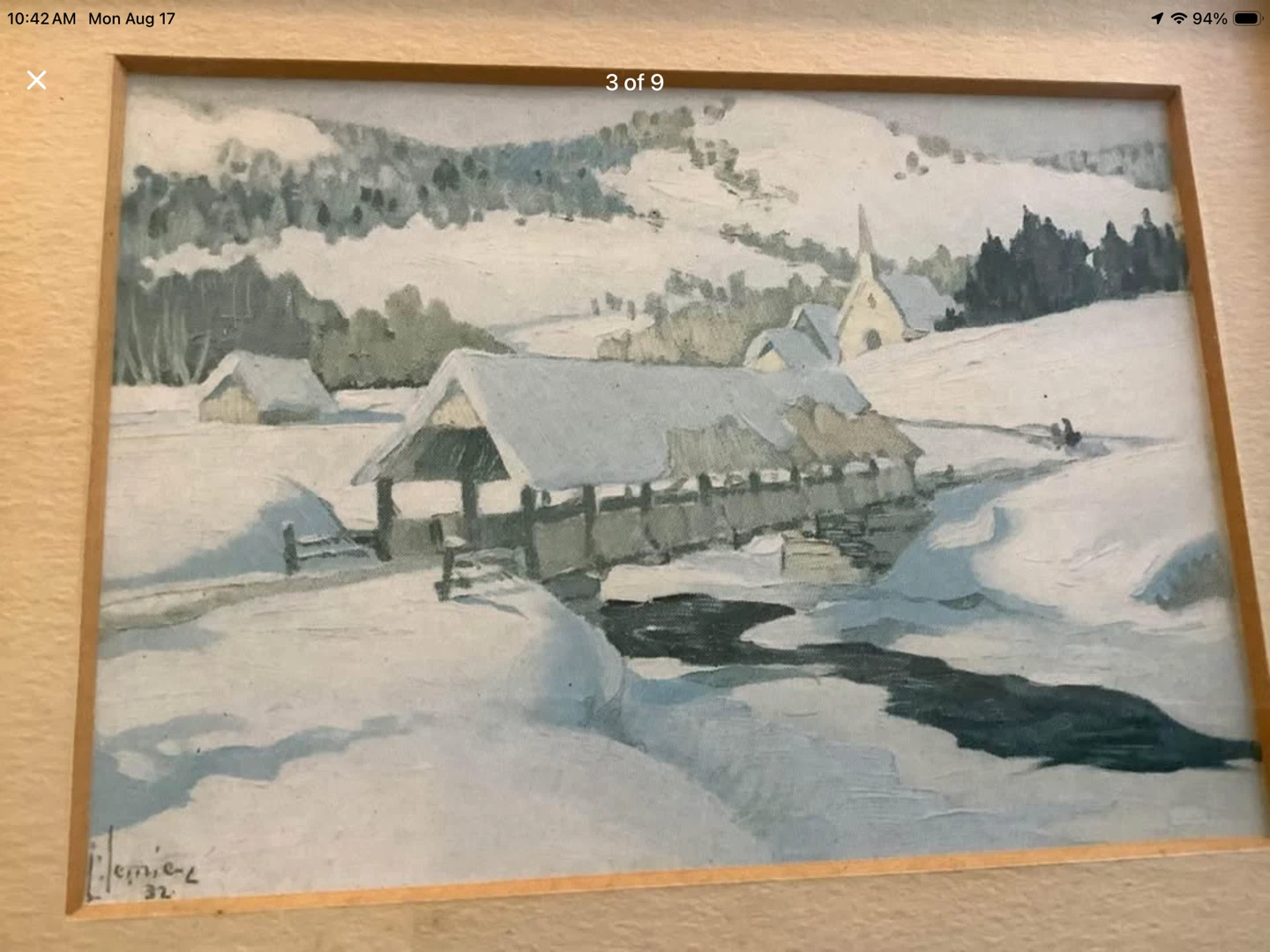 #1 Vt Quebec Winterscape Lithograph by Cdn Artist F. Lemieux 🐞 - photo 3