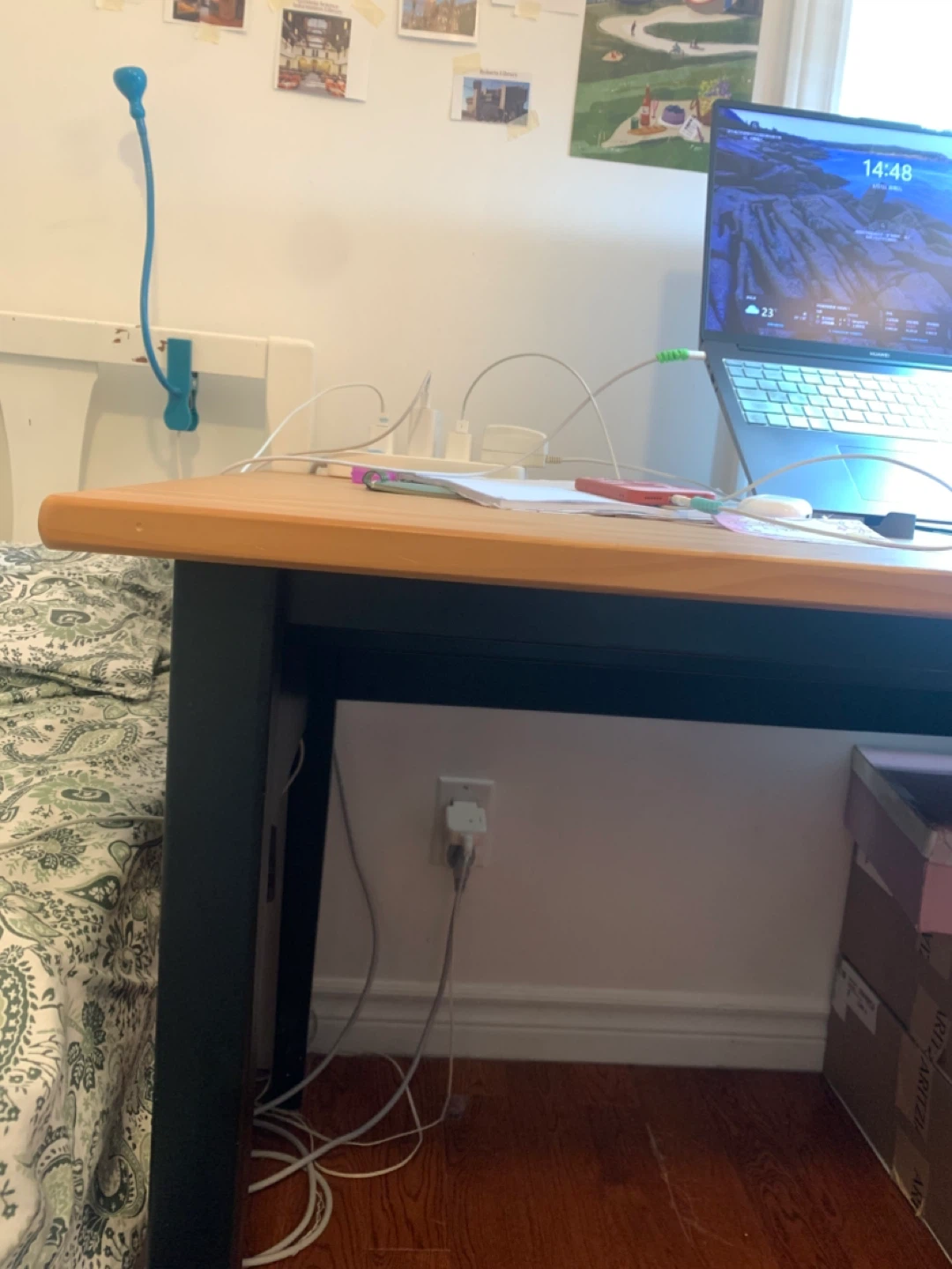 Ikea Arkelstorp Desk with Two Drawers Wood and Black Metal - photo 4