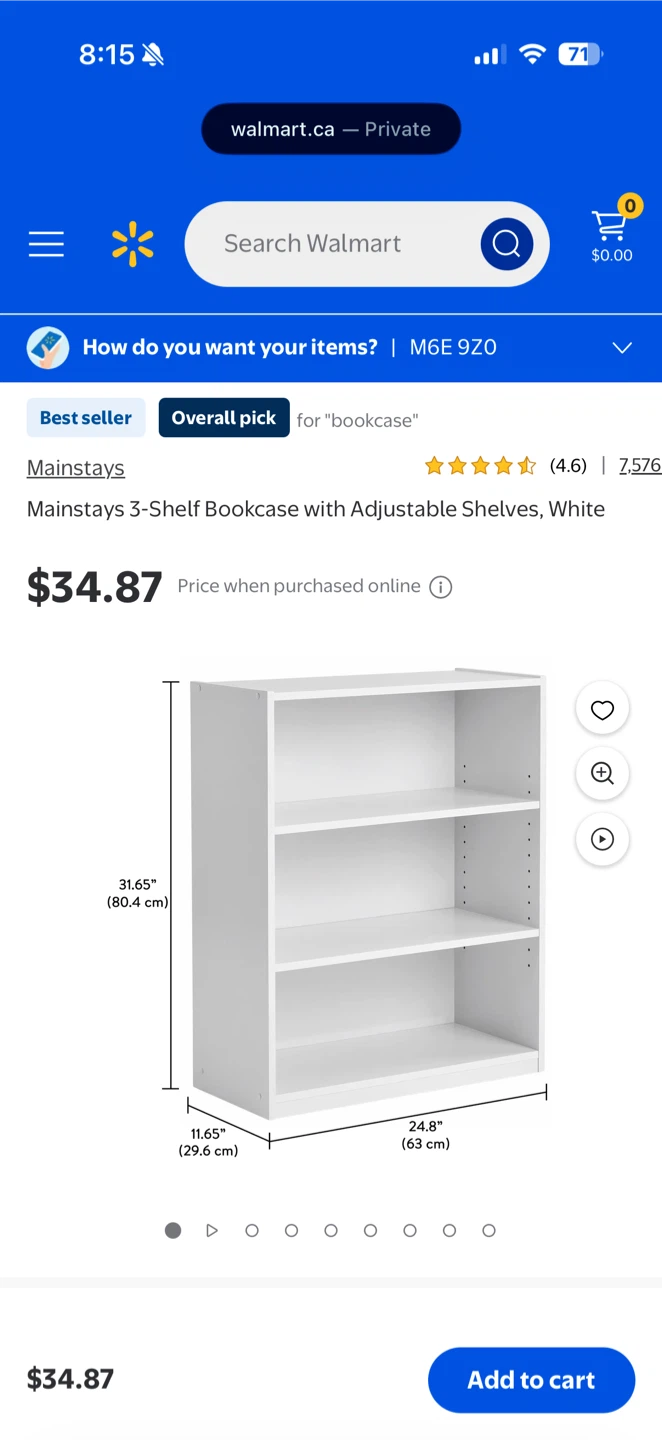 Mainstays 3-Shelf Bookcase with Adjustable Shelves, White - photo 2