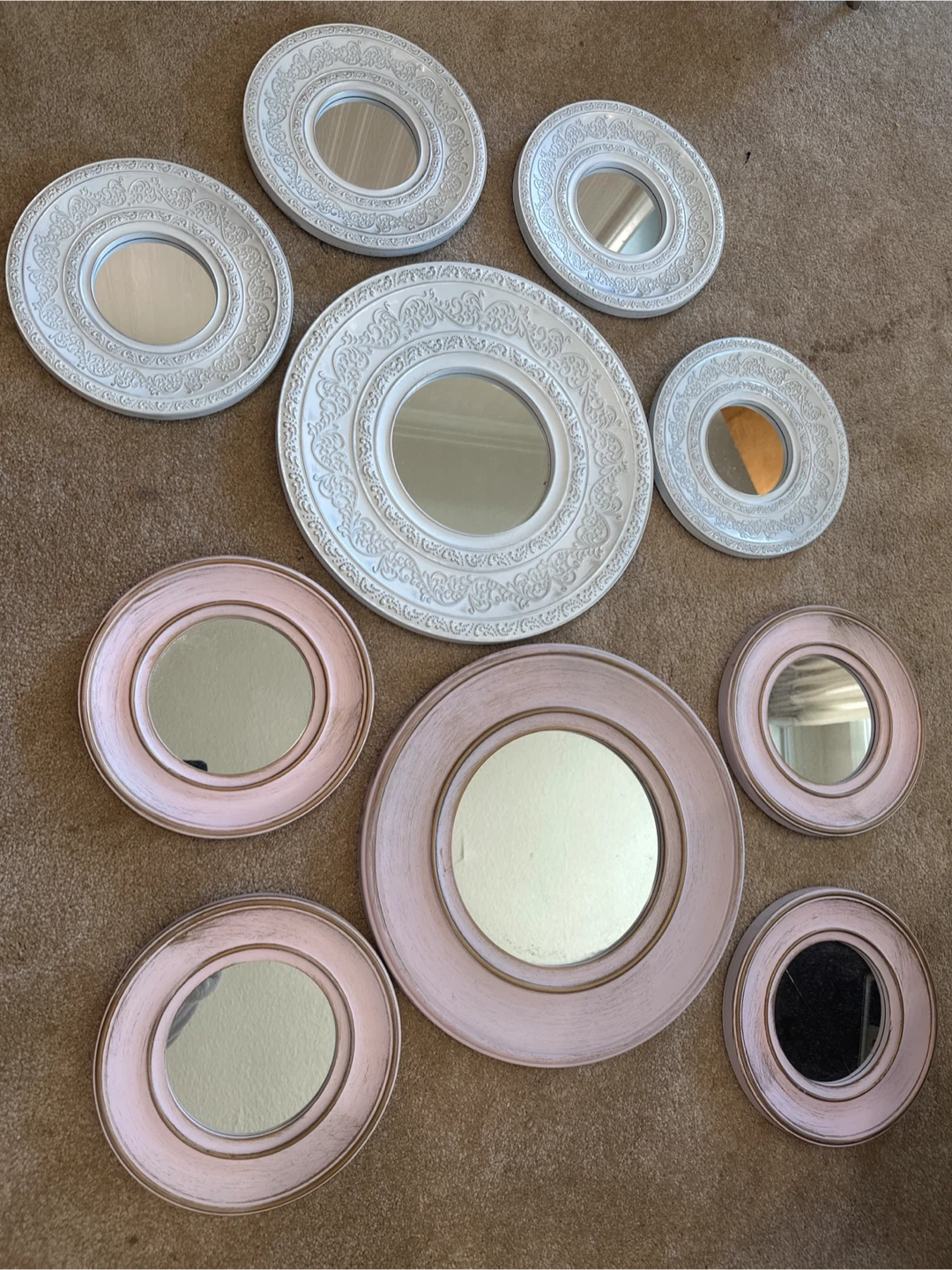 Decorative Wall Mirrors 2 set of 5. 10 in total
