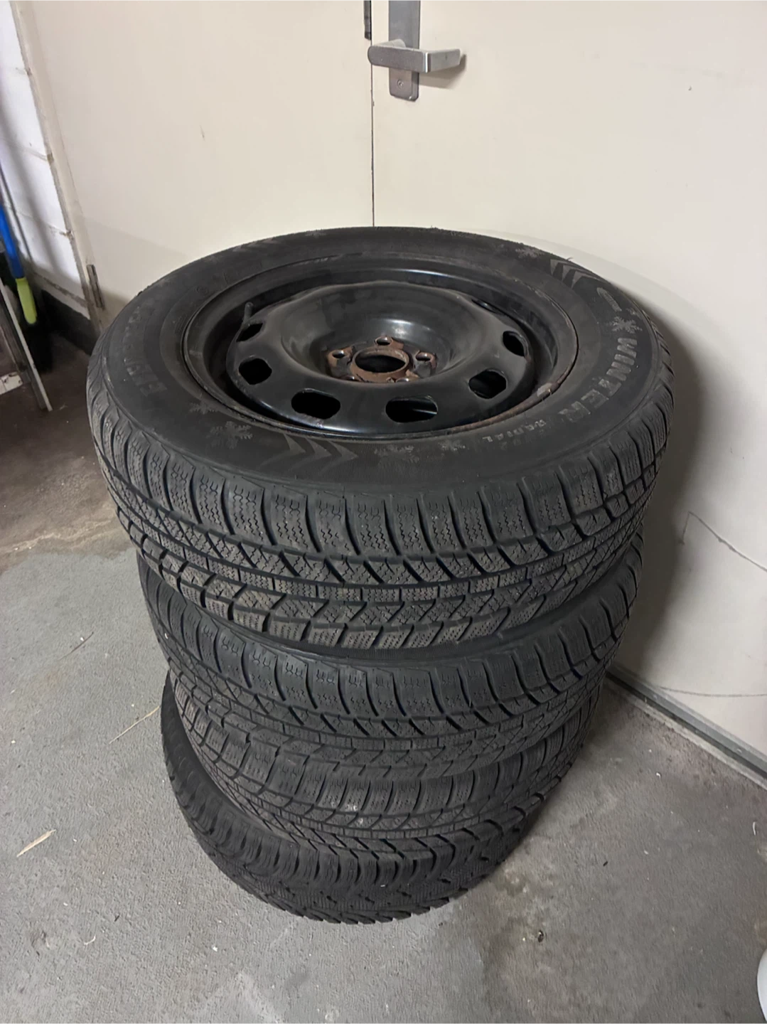 Four Winter Tires on Rims