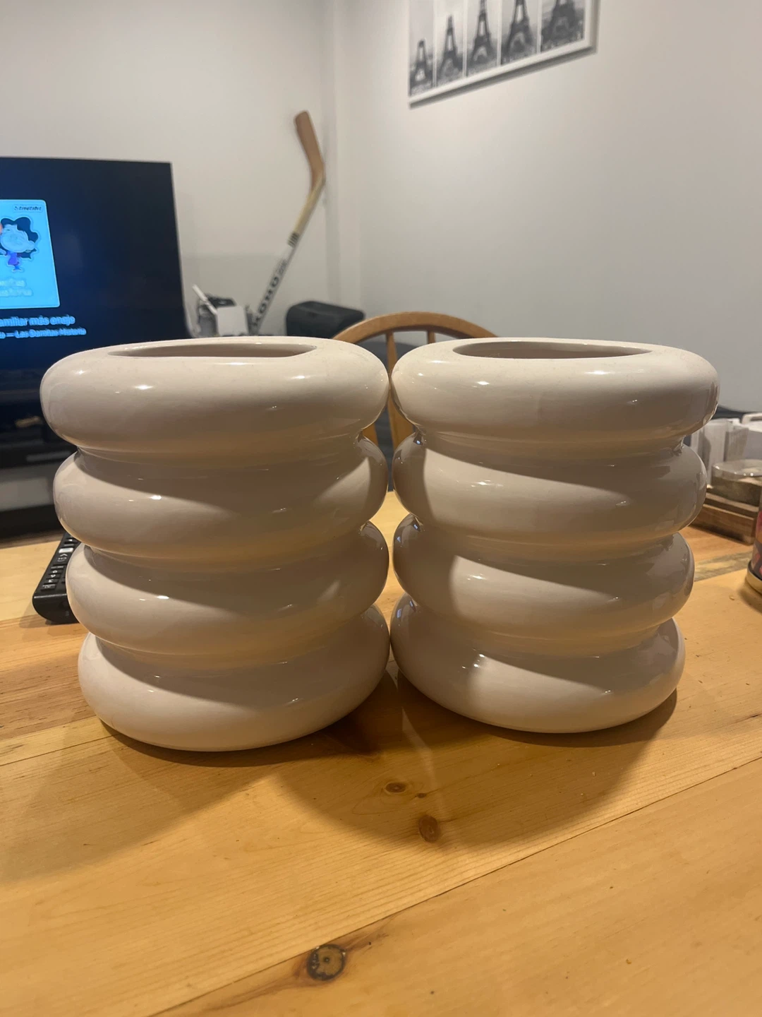 CB2 Tier Shiny White Vases - Set of 2