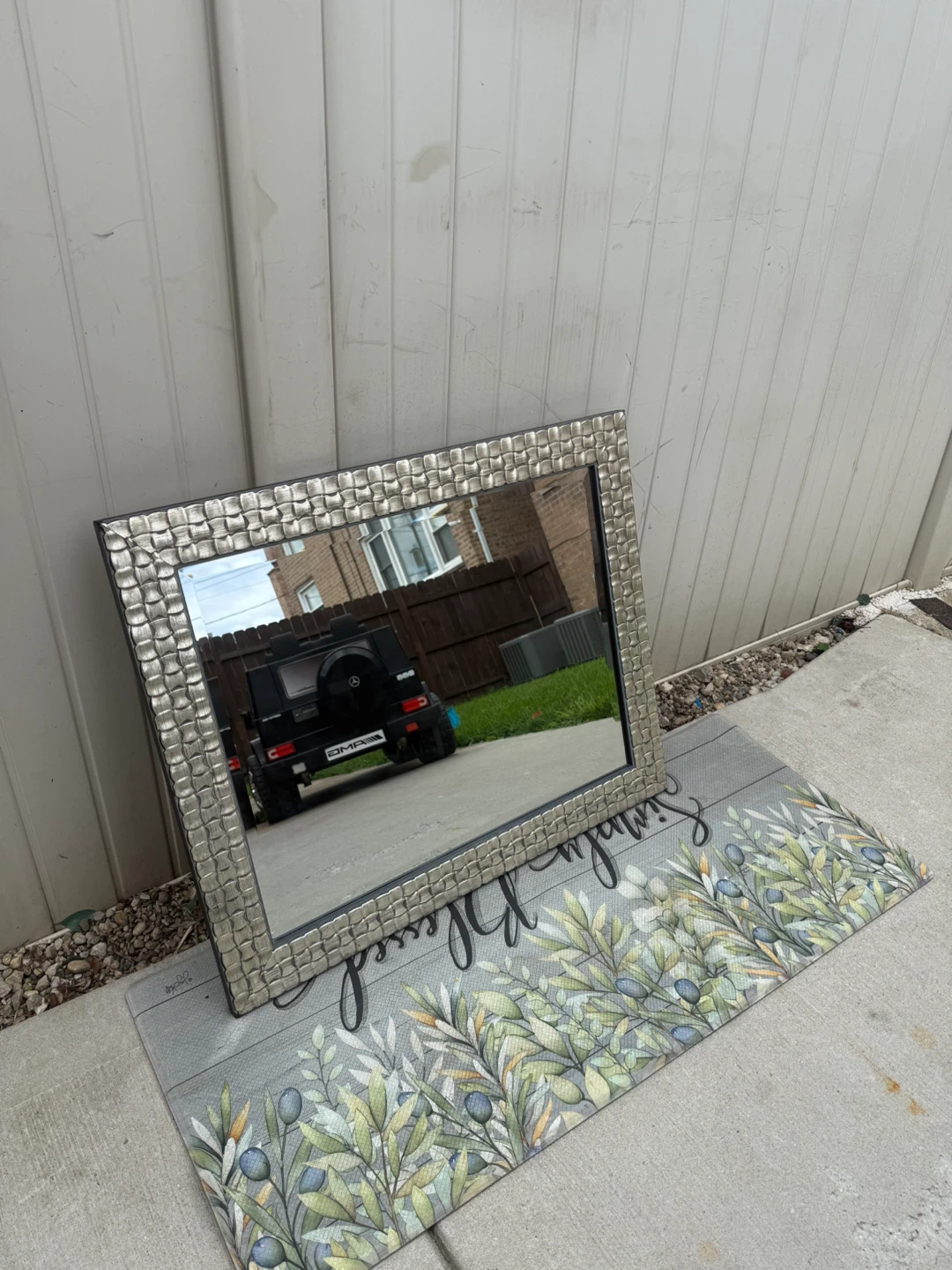 Silver Textured Frame Wall Mirror