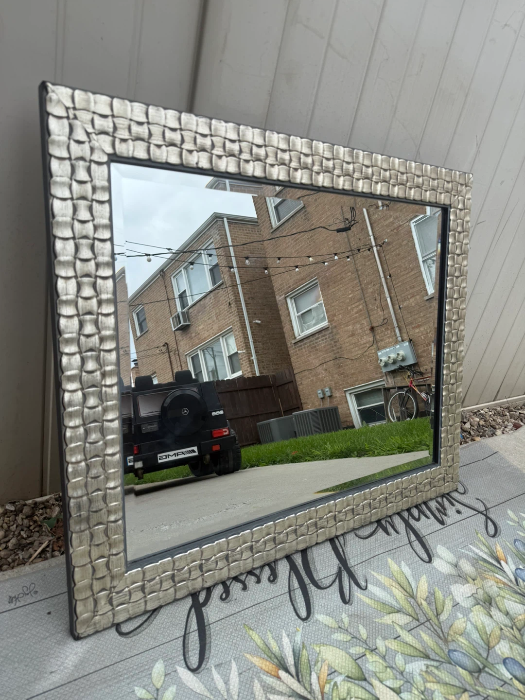Silver Textured Frame Wall Mirror - photo 2