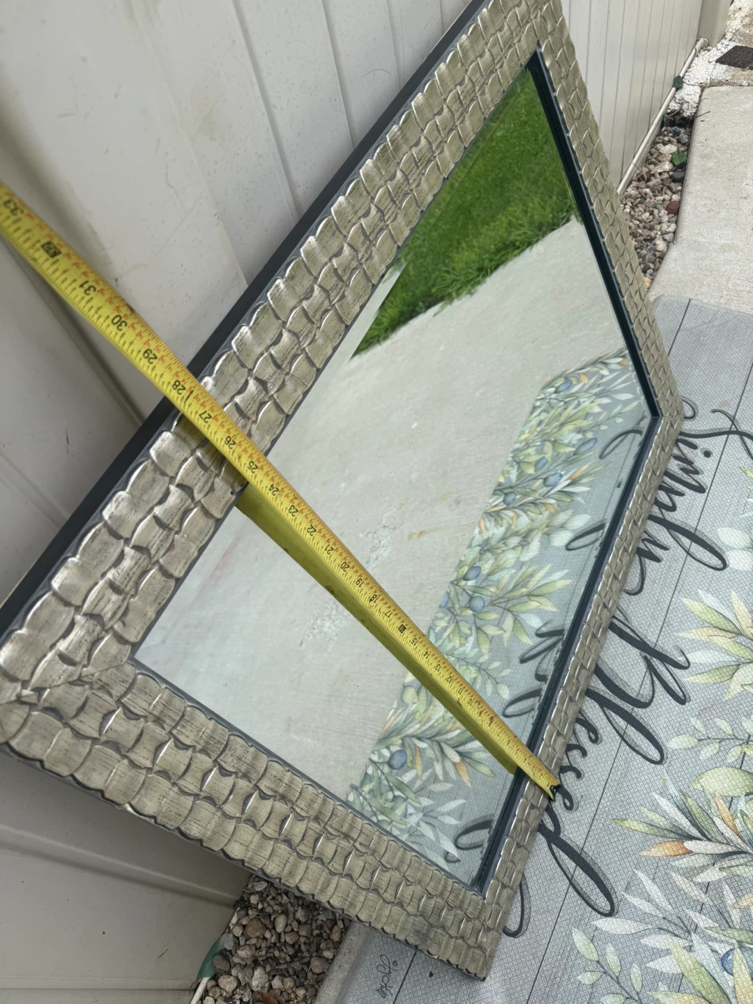 Silver Textured Frame Wall Mirror - photo 5