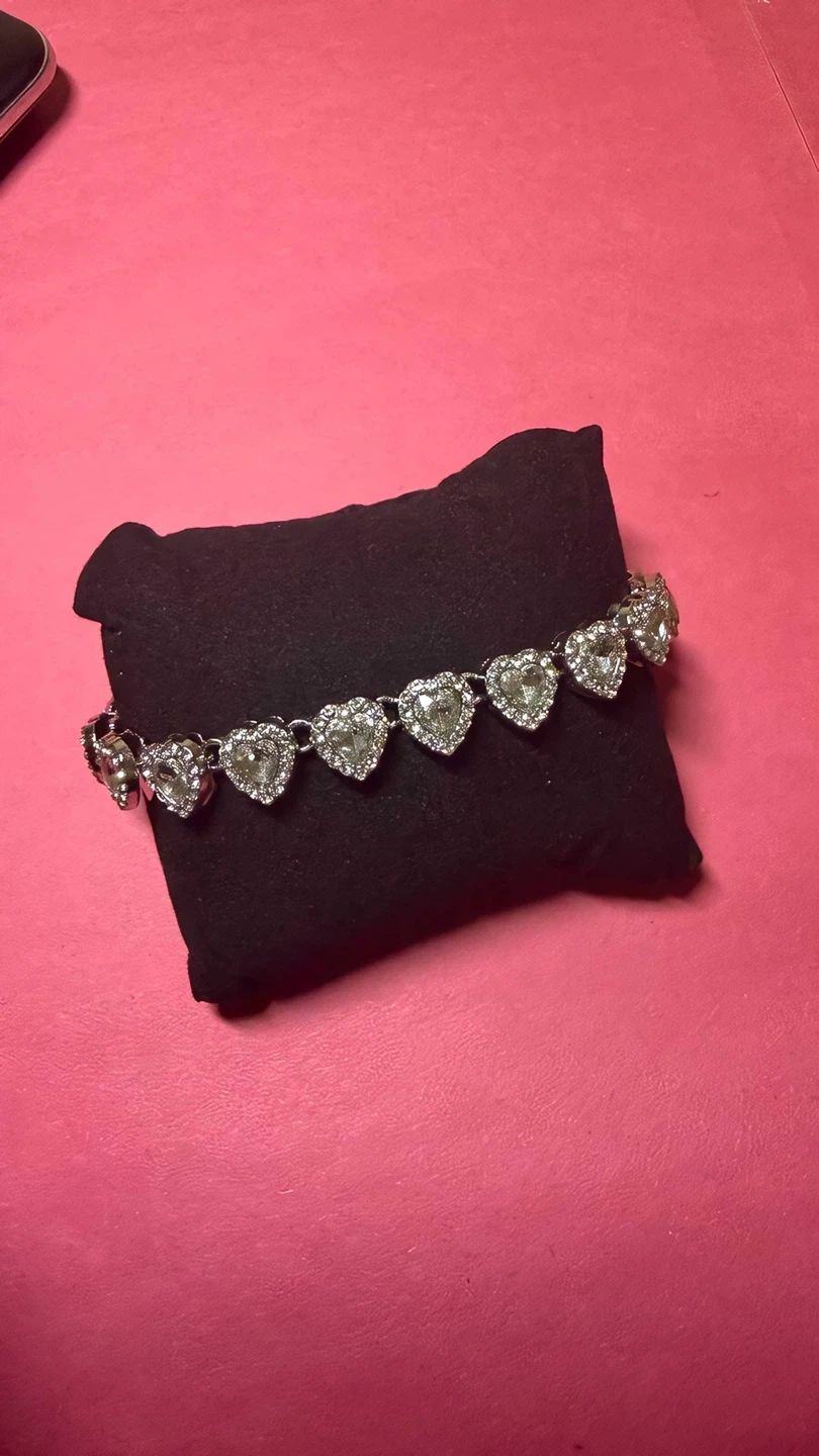 Ensemble collier & bracelet tennis cœur argenté - photo 5
