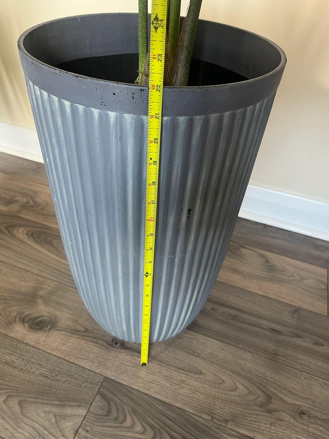 Large Grey Planter with Palm