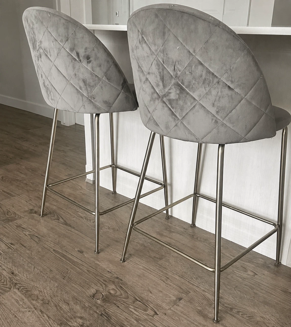 Structube “Polly” Velvet Counter Stools – Light Grey