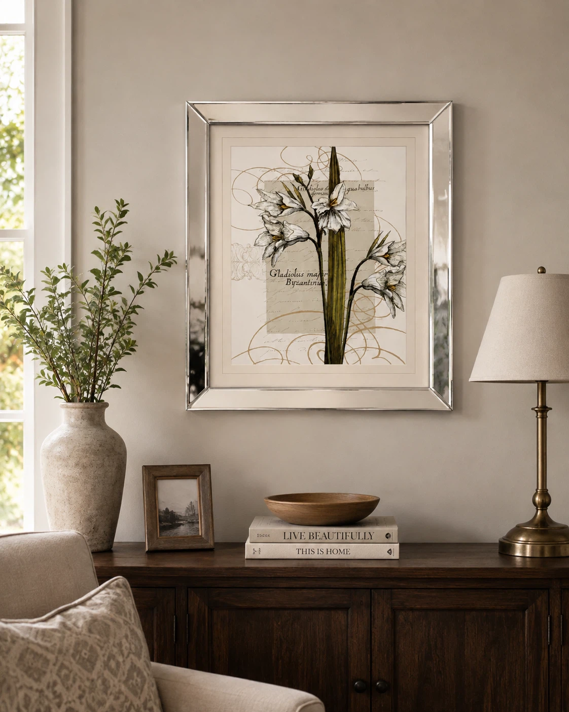 Mirrored Frame Botanical Floral Wall Art 23” x 27.5” - photo 2