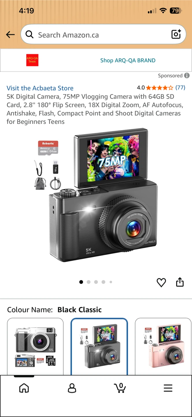 5K Digital Camera with 18x Zoom and 2.8-inch Screen