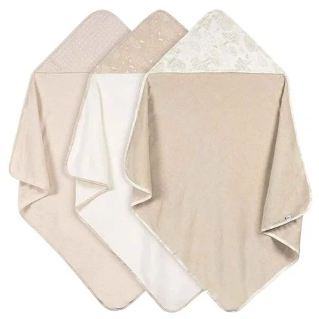 Just Born Kids 3-Pack Hooded Towels,Tan