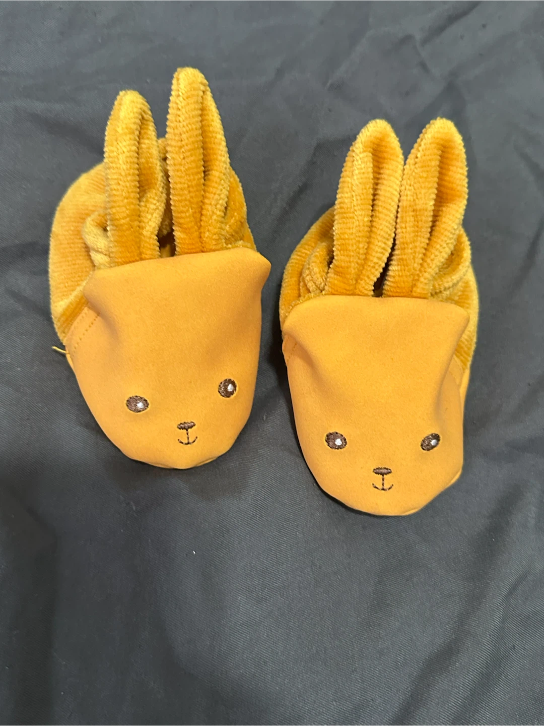 Yellow Bunny Plush Baby Booties