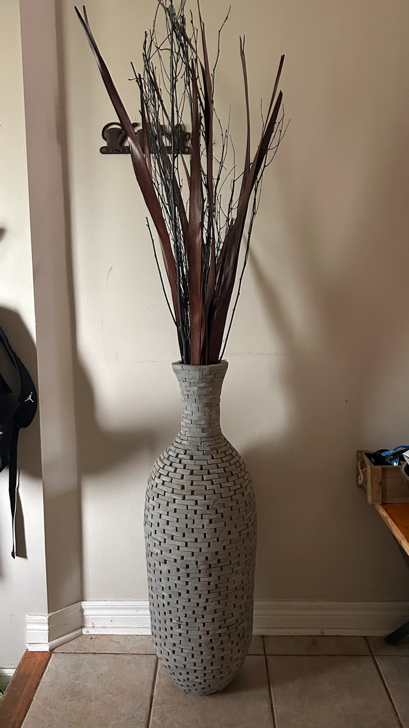 Large Decorative Vase with Dried Stems