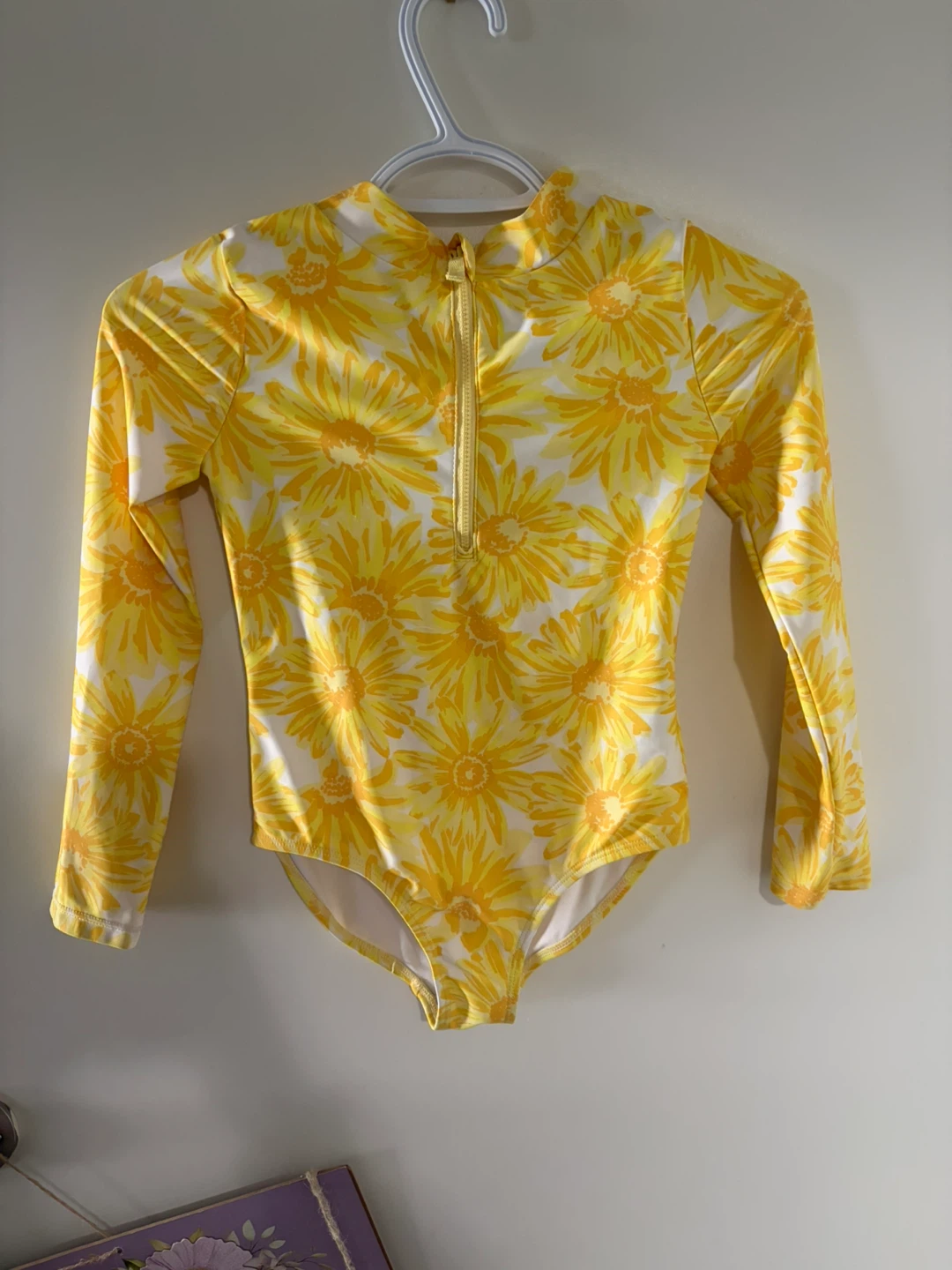 Carter's Kid Swimsuit Size 8 Yellow Floral Long Sleeve