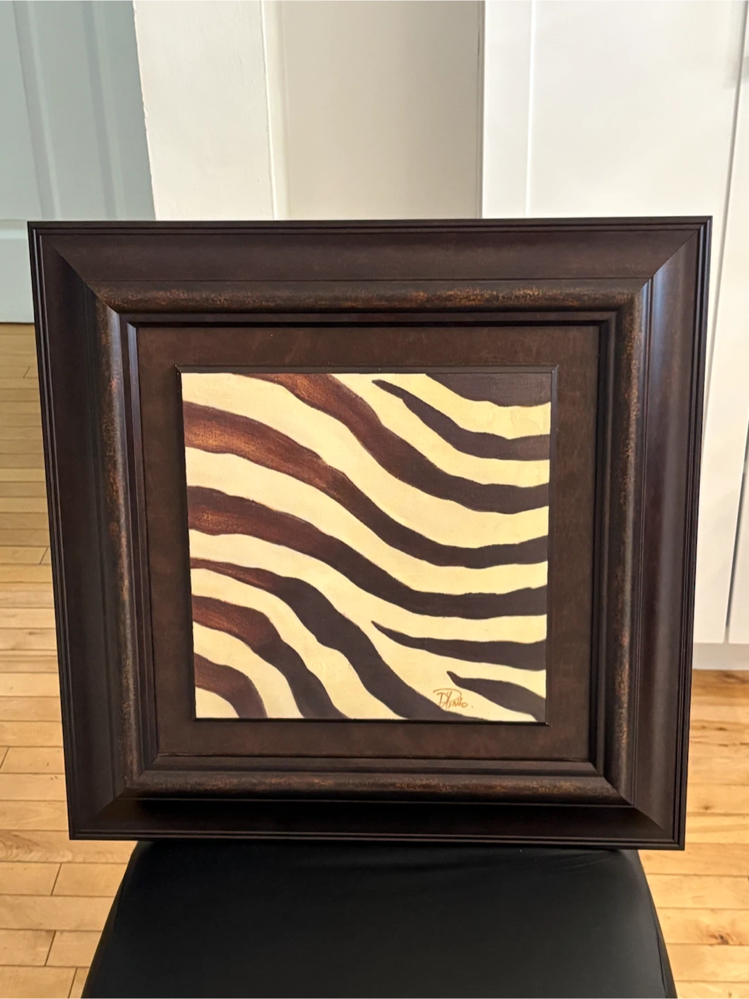 Framed Zebra Stripe Wall Art – Distressed Bronze Finish - photo 3