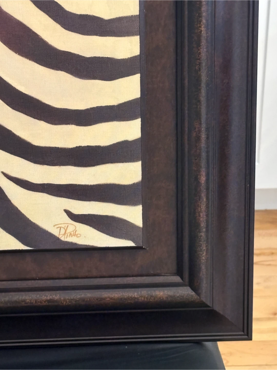 Framed Zebra Stripe Wall Art – Distressed Bronze Finish - photo 4