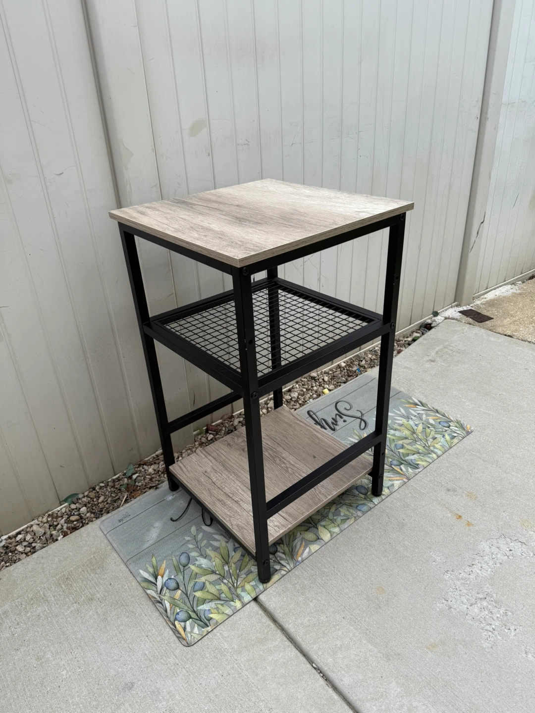 2-Tier Metal and Wood Side Table