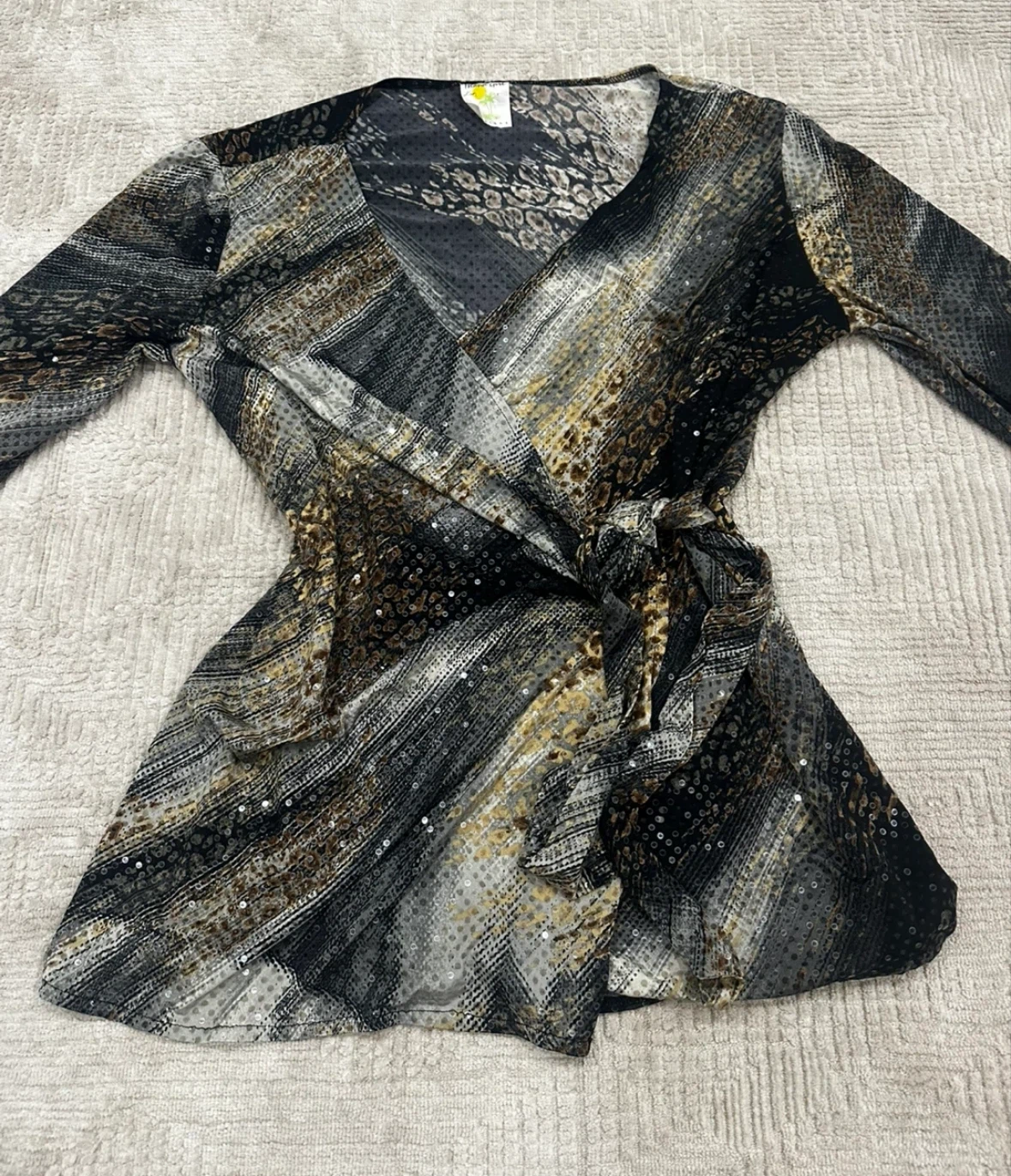 y2k Women's Print Wrap Top/Mini Dress
