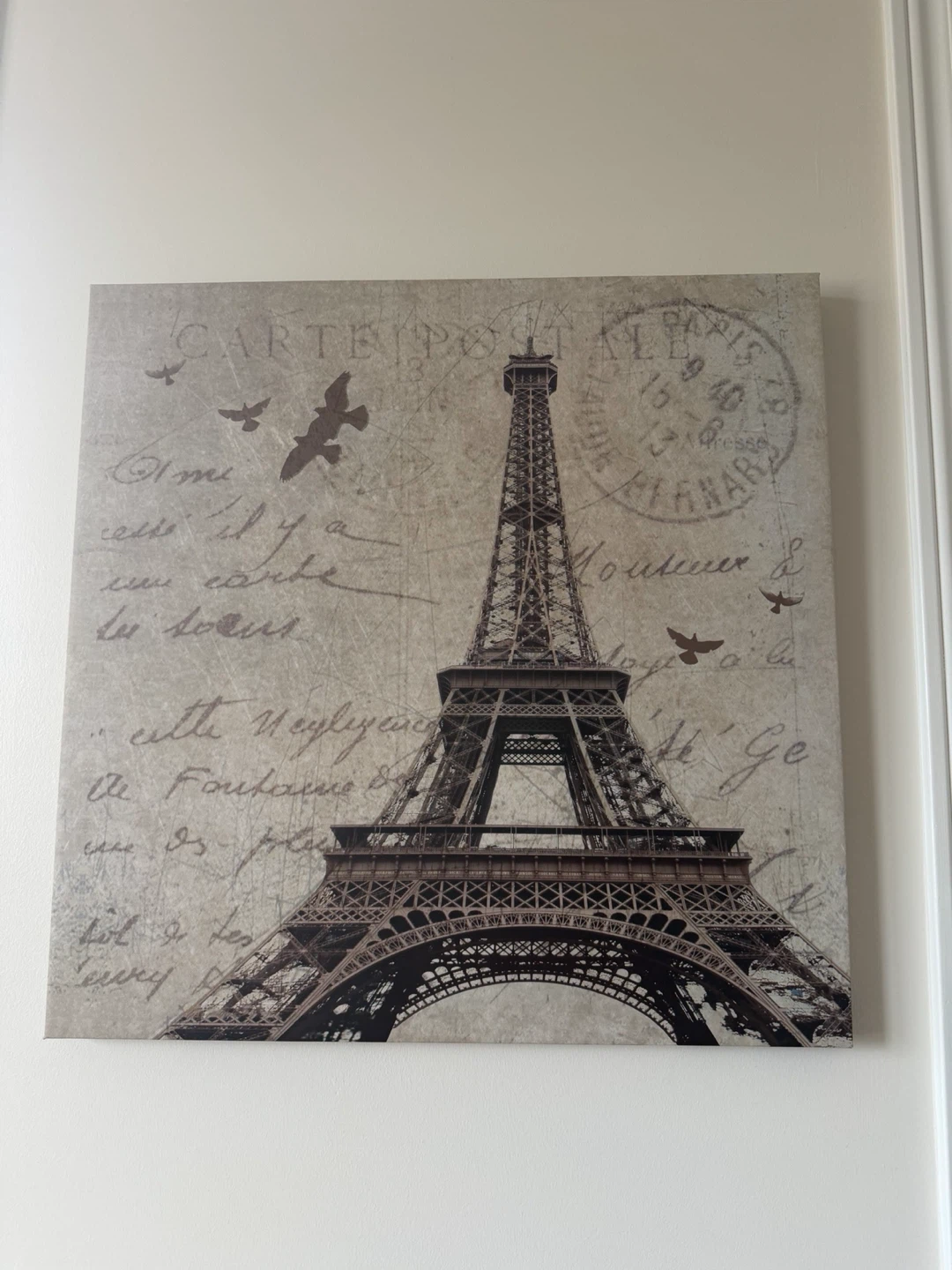 Eiffel Tower Paris Postcard Canvas Wall Art