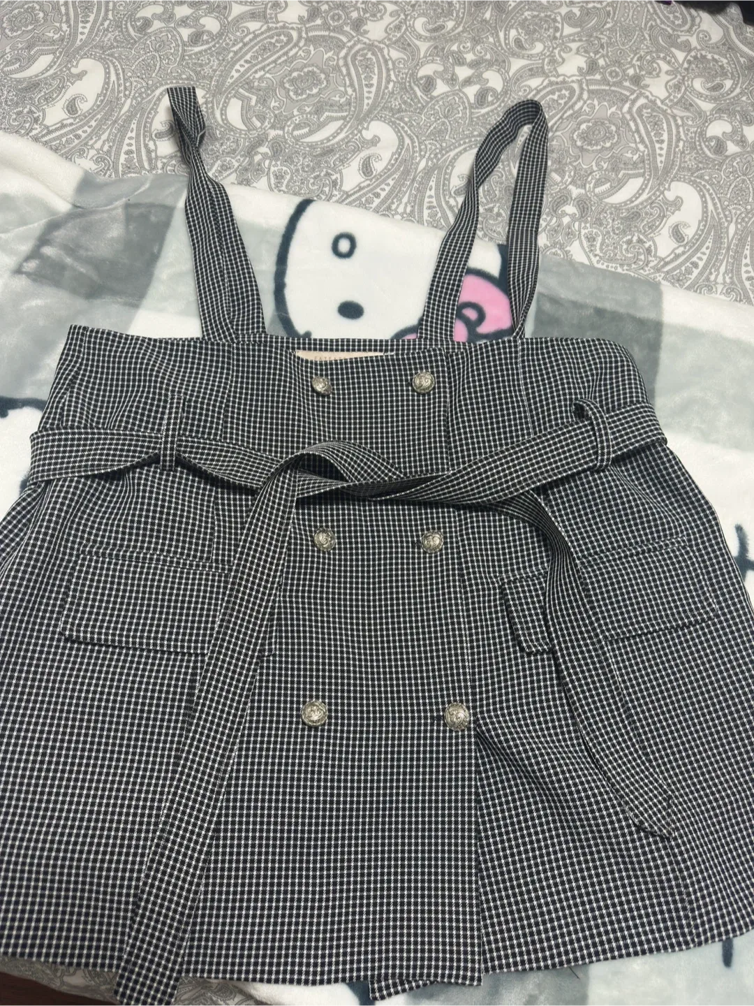 Gingham Pinafore Suspender Skirt