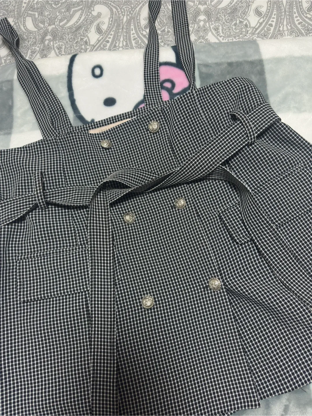 Gingham Pinafore Suspender Skirt - photo 2
