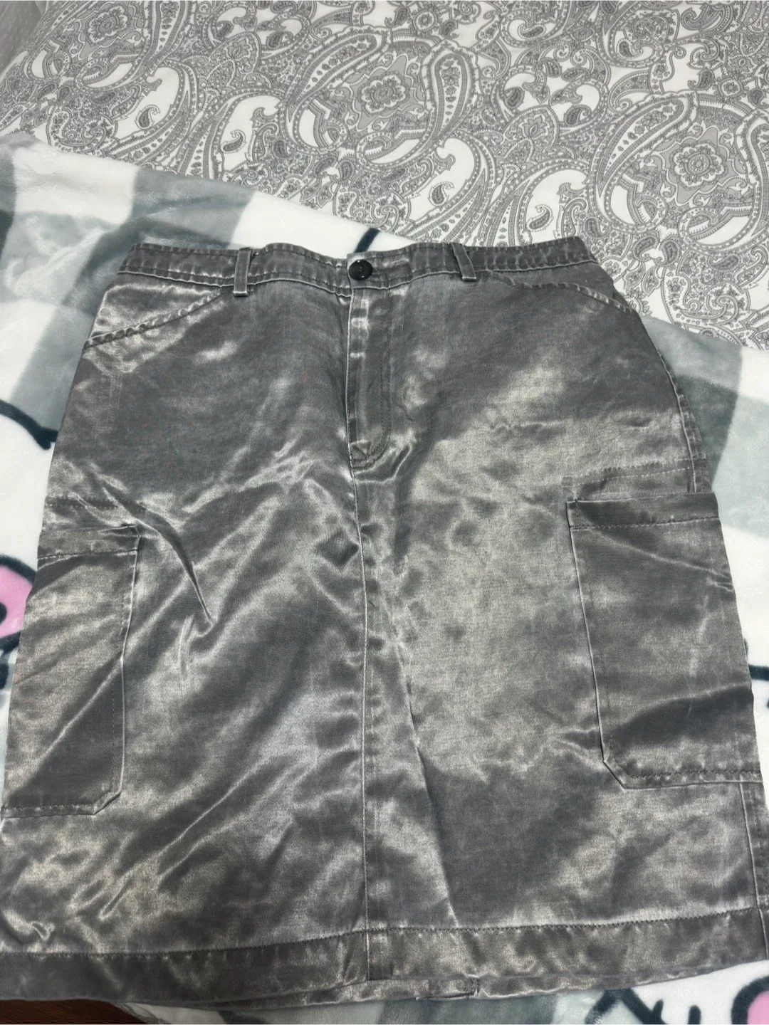 vintage Holt Renfrew Silver Cargo Skirt