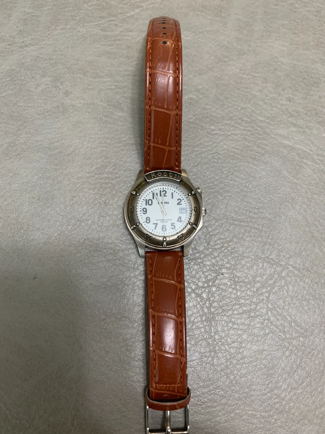 Roots Quartz Watch with Brown Leather Strap