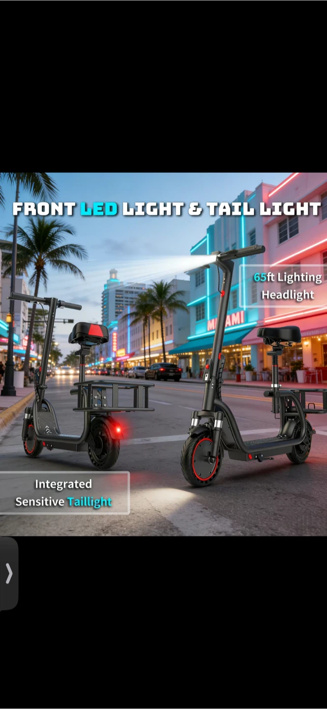 Electric Scooter with Seat and Smart App