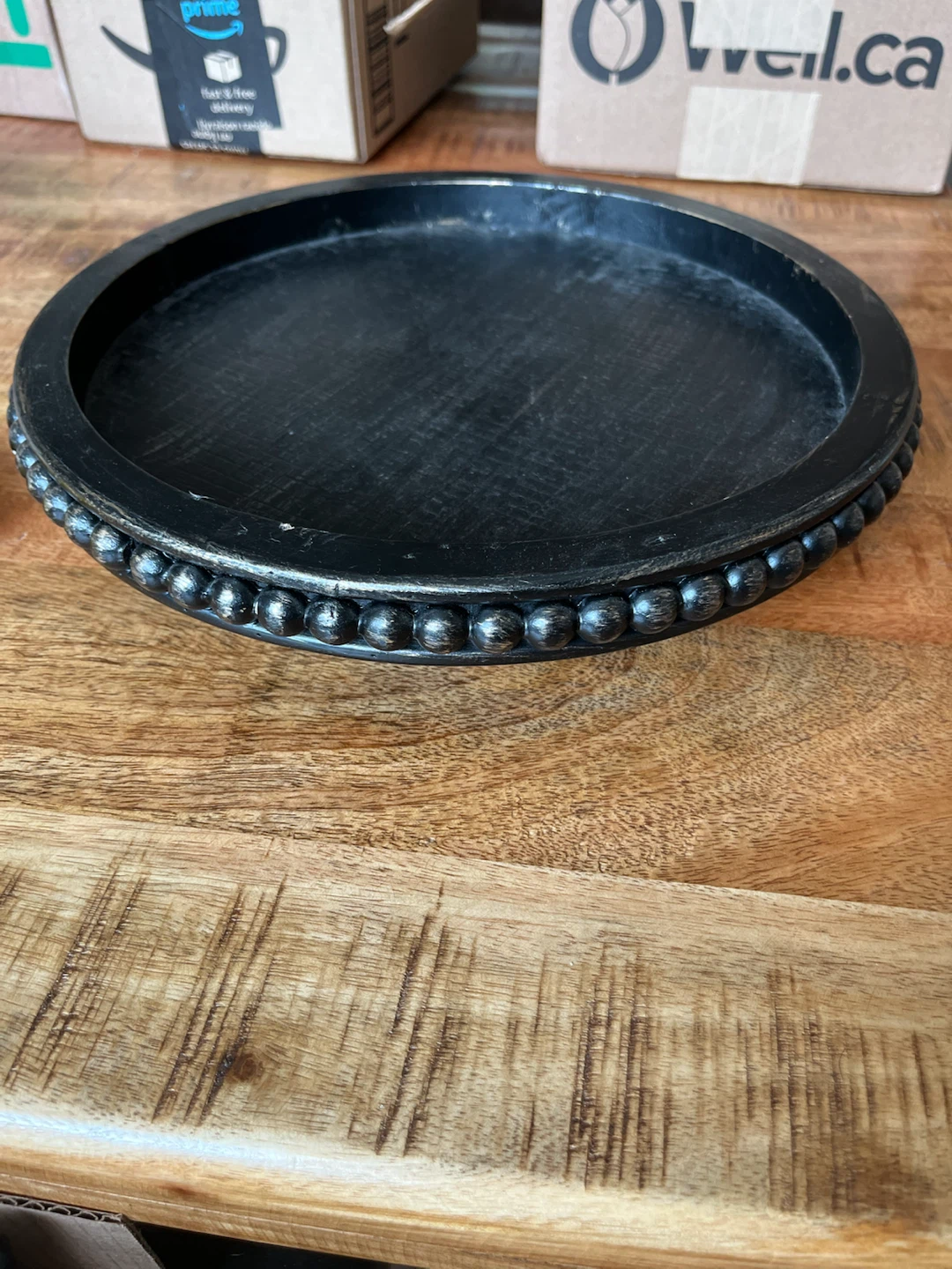 Black Decorative Wood Tray
