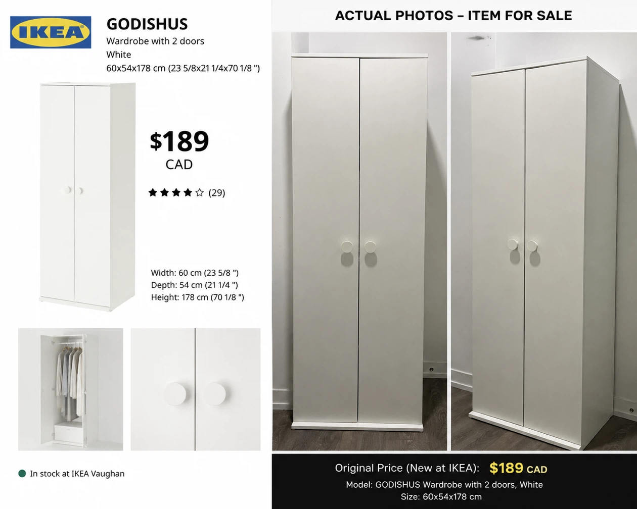 IKEA GODISHUS Wardrobe with 2 doors - White - photo 3