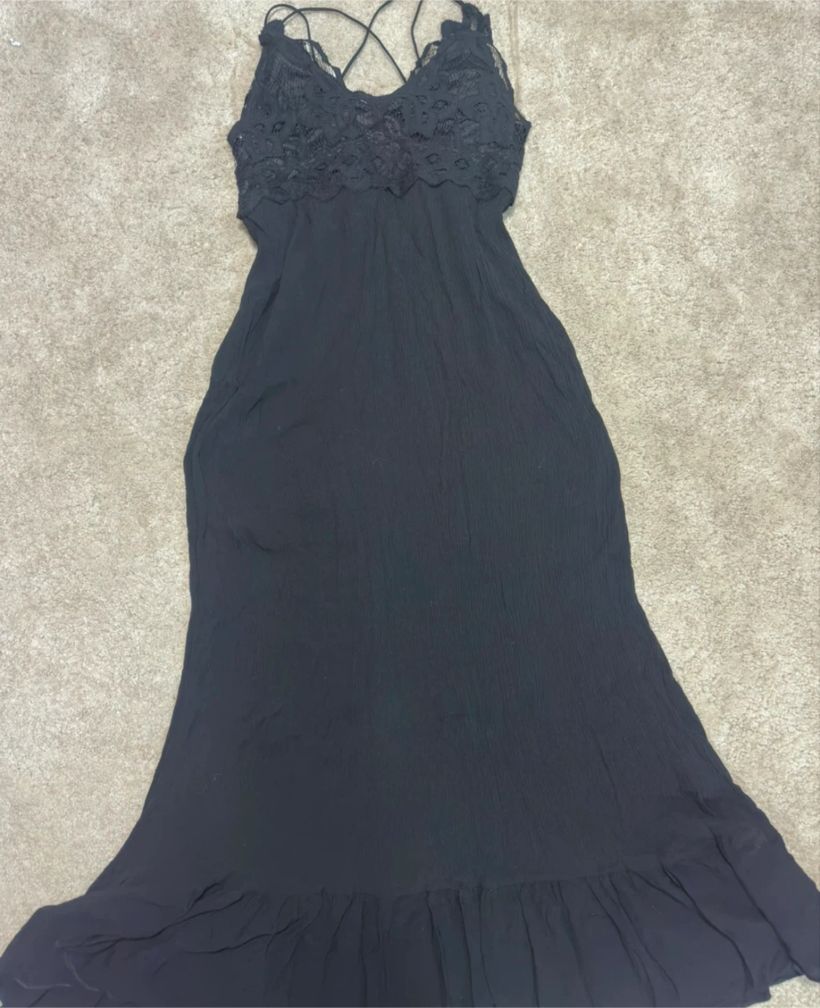 Black Lace Detail Maxi Dress