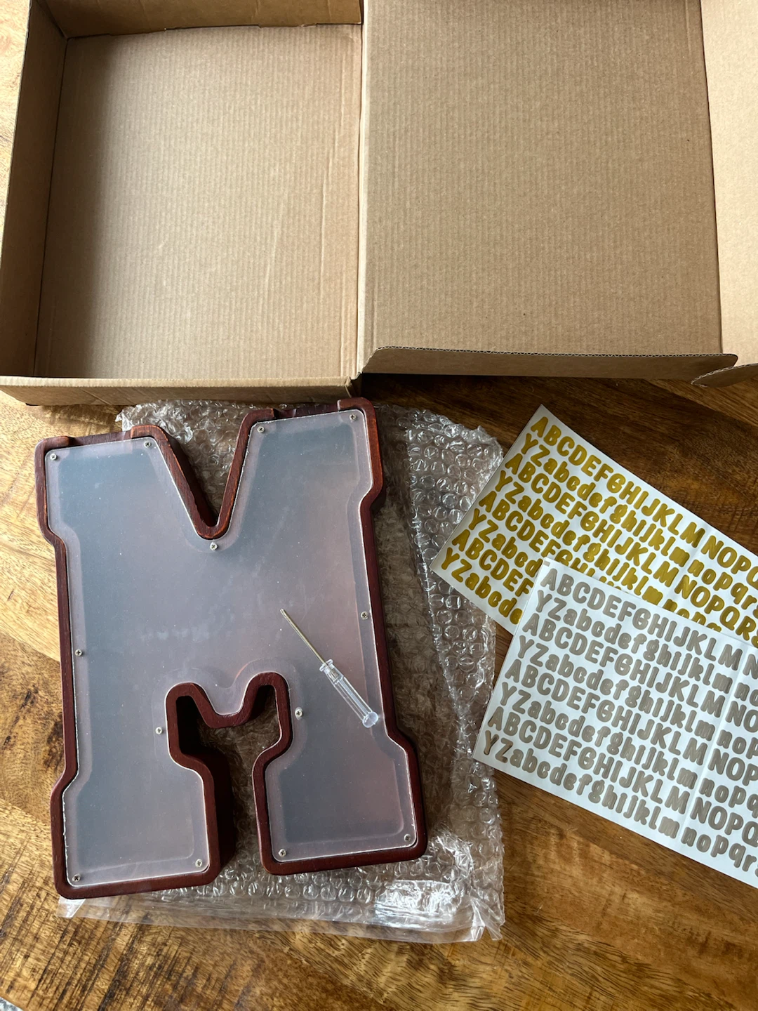 BNiB Wooden Letter "M" Coin Bank with Stickers