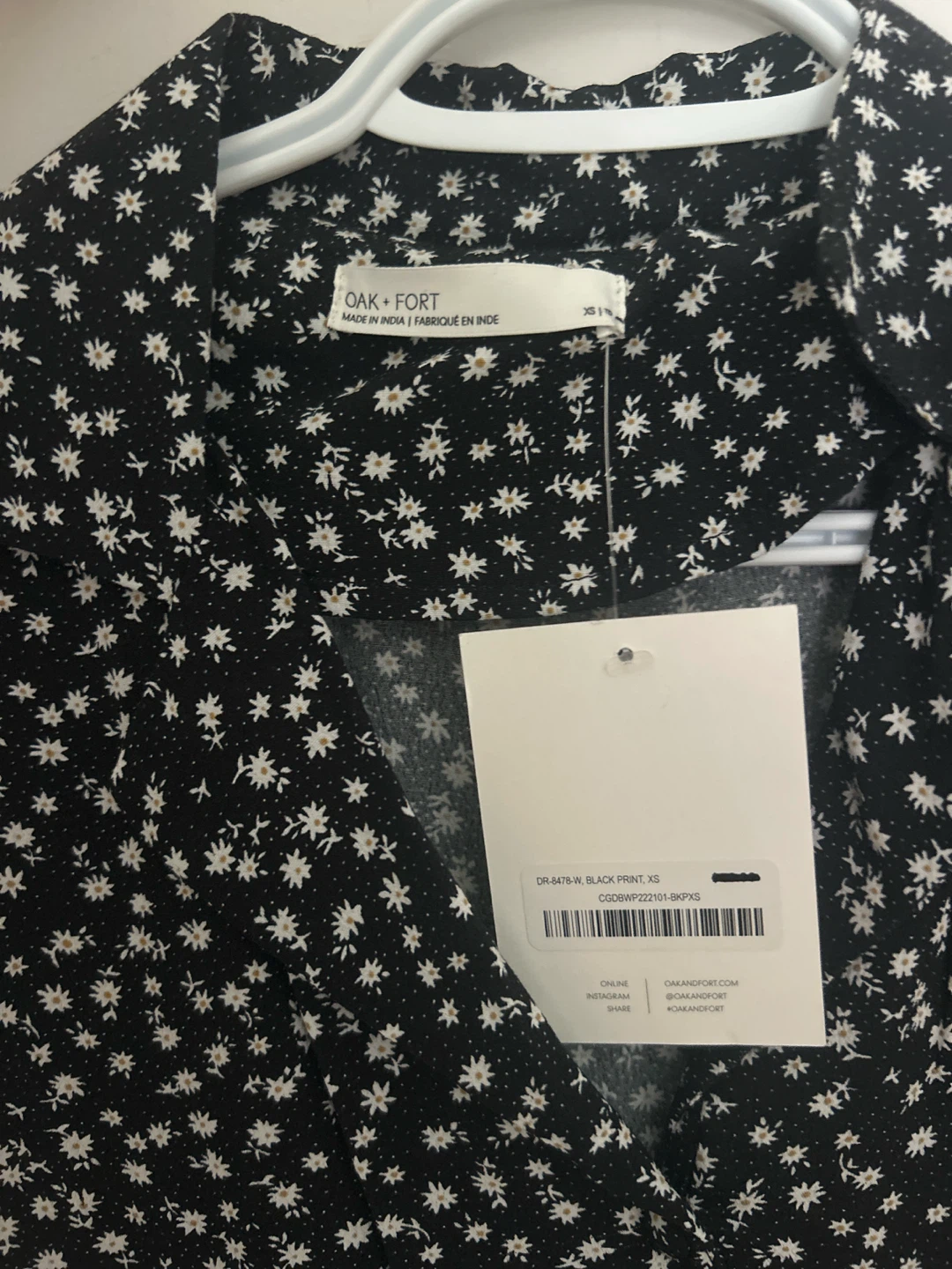 Oak + Fort Black Floral Mini Dress XS - photo 2