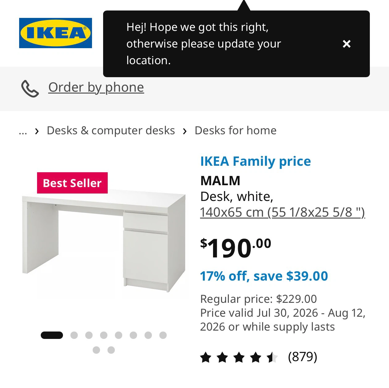 IKEA MALM Desk - White - photo 3
