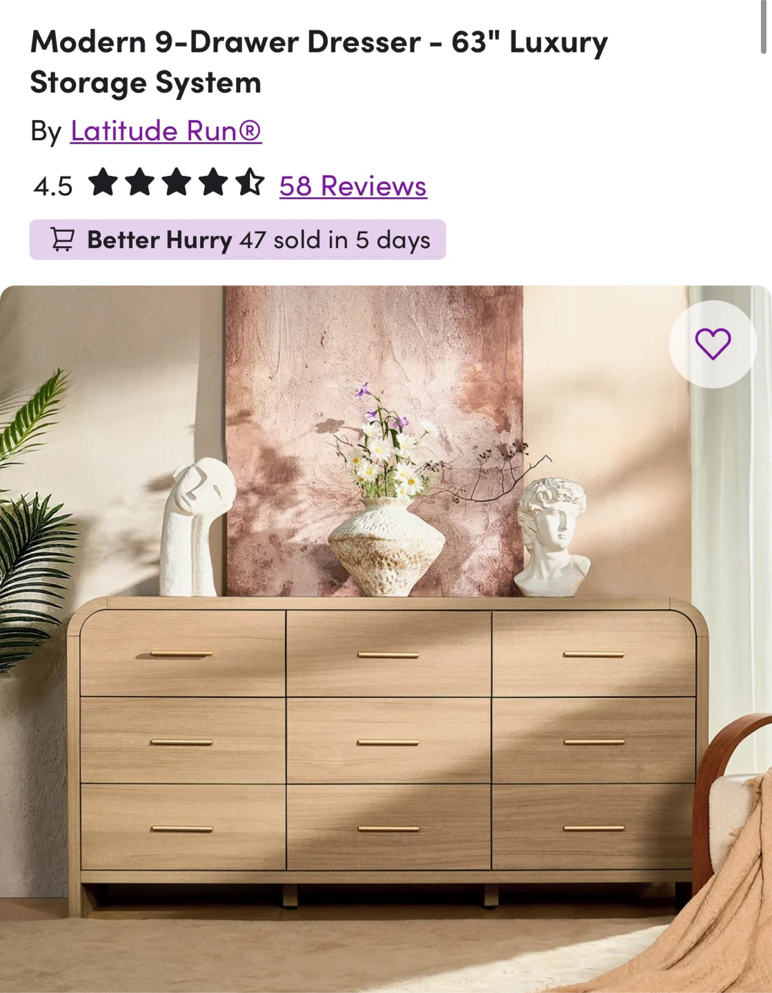 Modern 9 Drawer Dresser