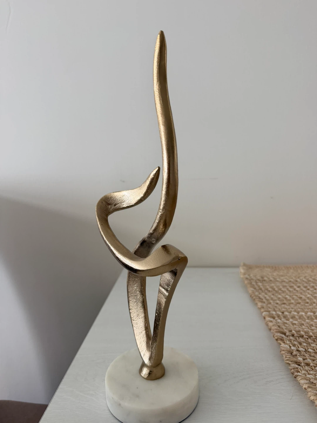 Gold Abstract Sculpture on Marble Base