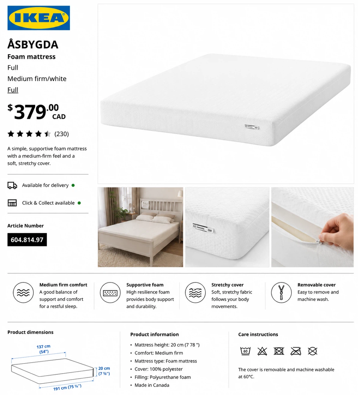 IKEA ÅSBYGDA Full Foam Mattress - photo 3