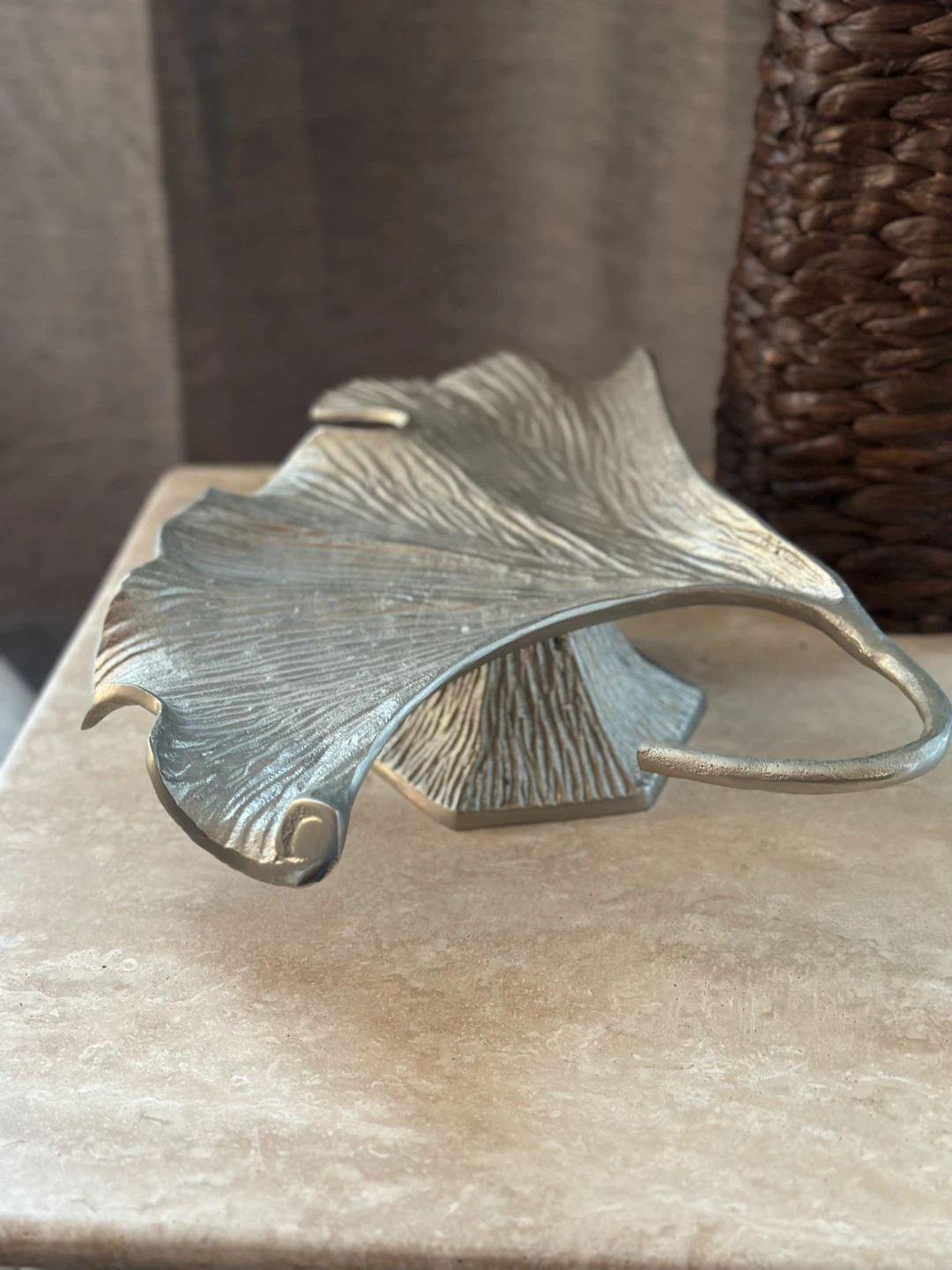 Ginkgo Leaf Shaped Metal Trinket Dish