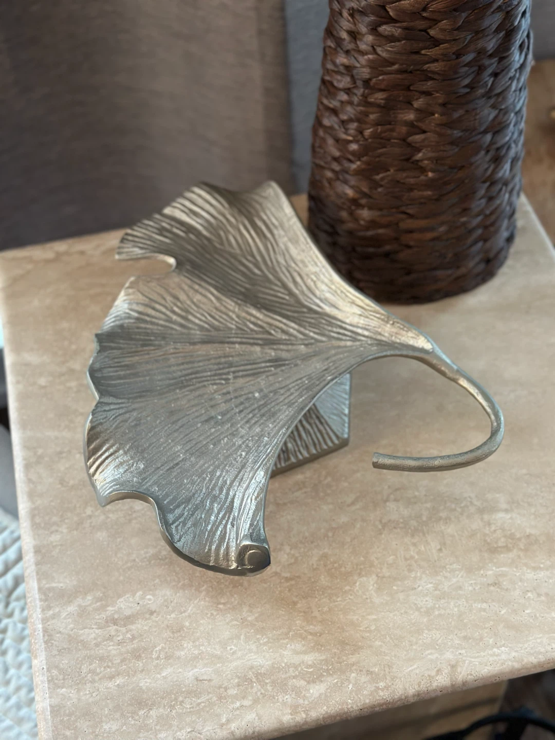 Ginkgo Leaf Shaped Metal Trinket Dish - photo 2