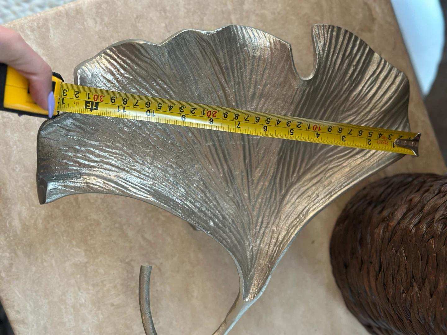Ginkgo Leaf Shaped Metal Trinket Dish - photo 4